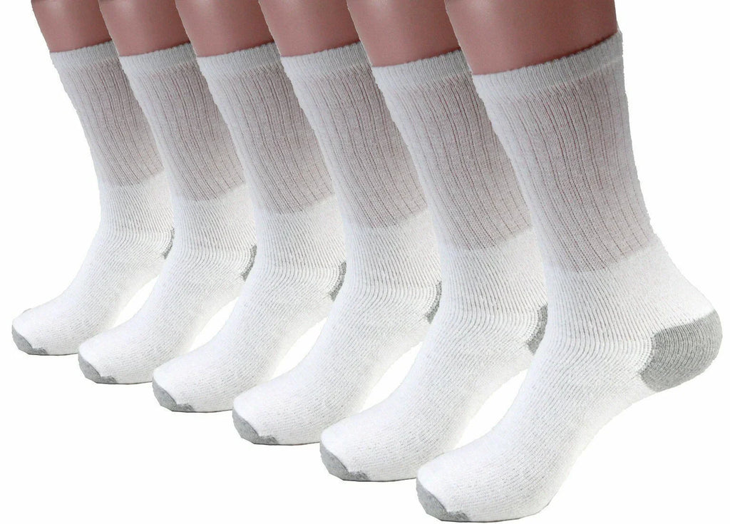 New 12 Pairs Mens White Solid Sports Crew Socks Cotton USA Long