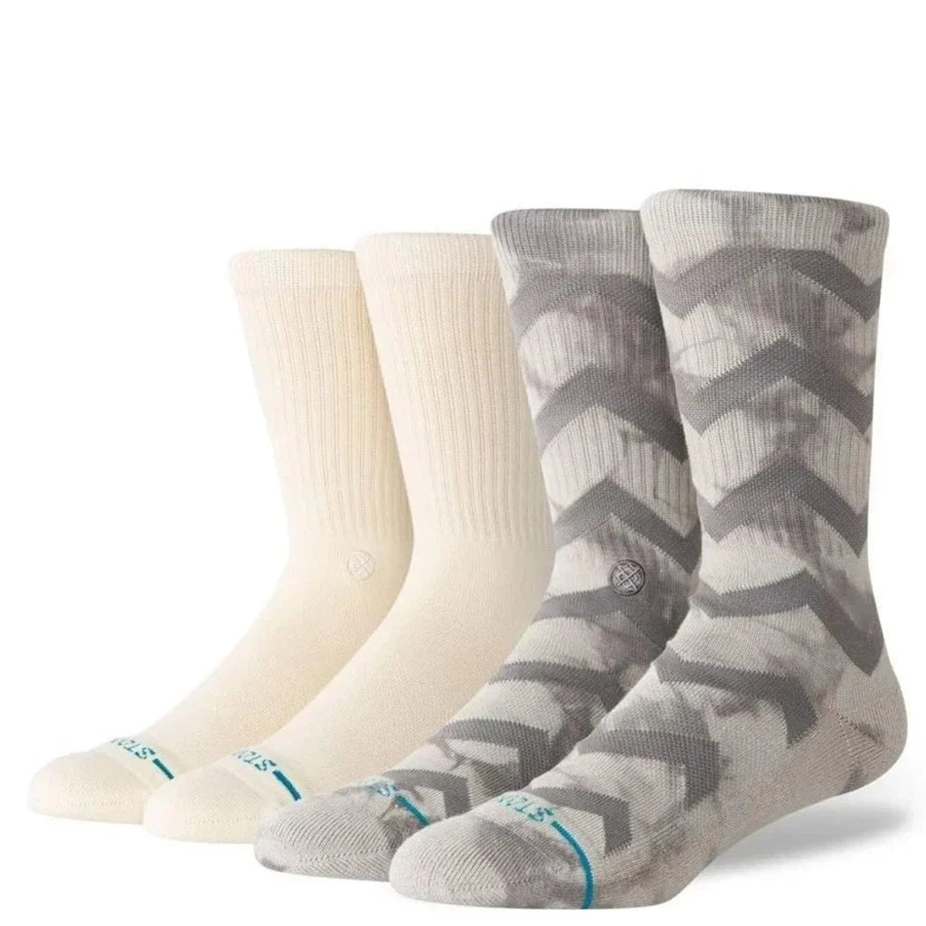 Crew Socks 2-Pack | Gray & Cream | Size L | Athletic Casual Comfort